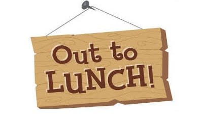 out for lunch Out to Lunch sign